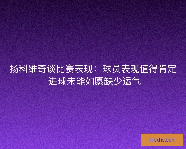 扬科维奇谈比赛表现：球员表现值得肯定 进球未能如愿缺少运气